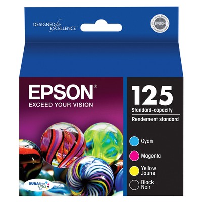 Epson 125 Single & 4pk Ink Cartridges - Black, Multicolor