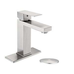 LunaLulink Bathroom Faucet Single Hole, Single Handle Stainless Steel Faucet for Bathroom Sink with Deckplate and Drain Assembly Brushed Nickel - 1 of 4