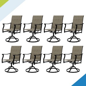 Outdoor Swivel Dining Chairs with Textilene Breathable Back, Swivel Patio Dining Chairs Set of 8, SwivelPatio SlingChairs Set for Poolside Lawn Garde - 1 of 4