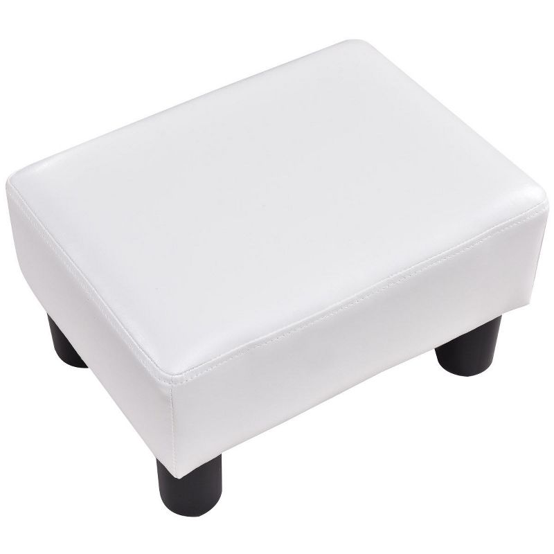 Costway Small Ottoman Footrest PU Leather Footstool Rectangular Seat Stool White, 5 of 7