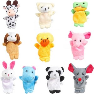 10pcs Animal Finger Puppets Set, Soft Plush Storytime Toys for Toddlers, Early Learning & Preschool Play, Finger Puppets for Kids & Babies - 1 of 4