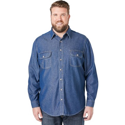 Boulder Creek by KingSize Men's Big & Tall Long Sleeve Denim And Twill Shirt
