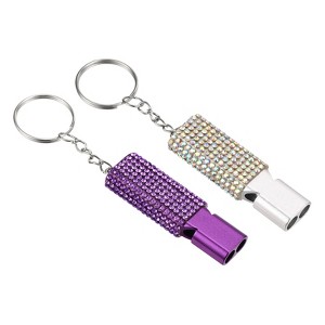 Unique Bargains Outdoor Camping Hiking Fishing Rescue Signaling Alloy Keychain Whistles 2 Pcs - 1 of 3