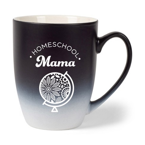 Elanze Designs Homeschool Mama Two Toned Ombre Matte Black and White 12 ounce Ceramic Stoneware Coffee Cup Mug - image 1 of 4