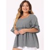 Agnes Orinda Women's Plus Size Plaid Peplum Sweetheart Neck Ruffle Sleeve Babydoll Blouses - 2 of 4