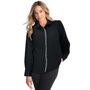 Jessica London Women's Plus Size Georgette Pearl Trim Blouse - 1 of 4