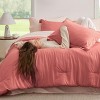 5/7 Pcs Soft Bedding Set All Season Boho Bed in a Bag Contrasting Design - 2 of 4