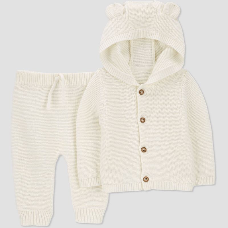 Carter's Just One You® Baby Girls' Bear Hooded Top & Bottom Set - Off-White, 1 of 5