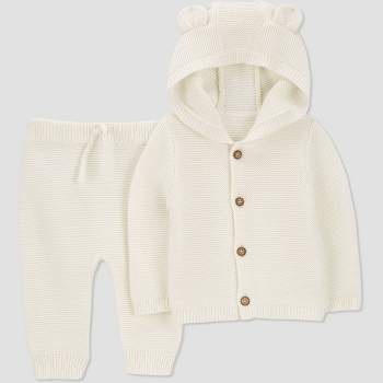 Carter's Just One You® Baby Girls' Bear Hooded Top & Bottom Set - Off-White