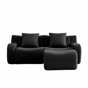Aukfa Modular Teddy Fabric Sofa,Convertible Modular Sectional Sofa Set with 2 Ottomans, 2-Seats Soft Boneless Design for Living Room - 1 of 4