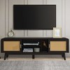 HDZNVF Dark Rattan TV Stand with 2 Storage Cabinets - 4 of 4