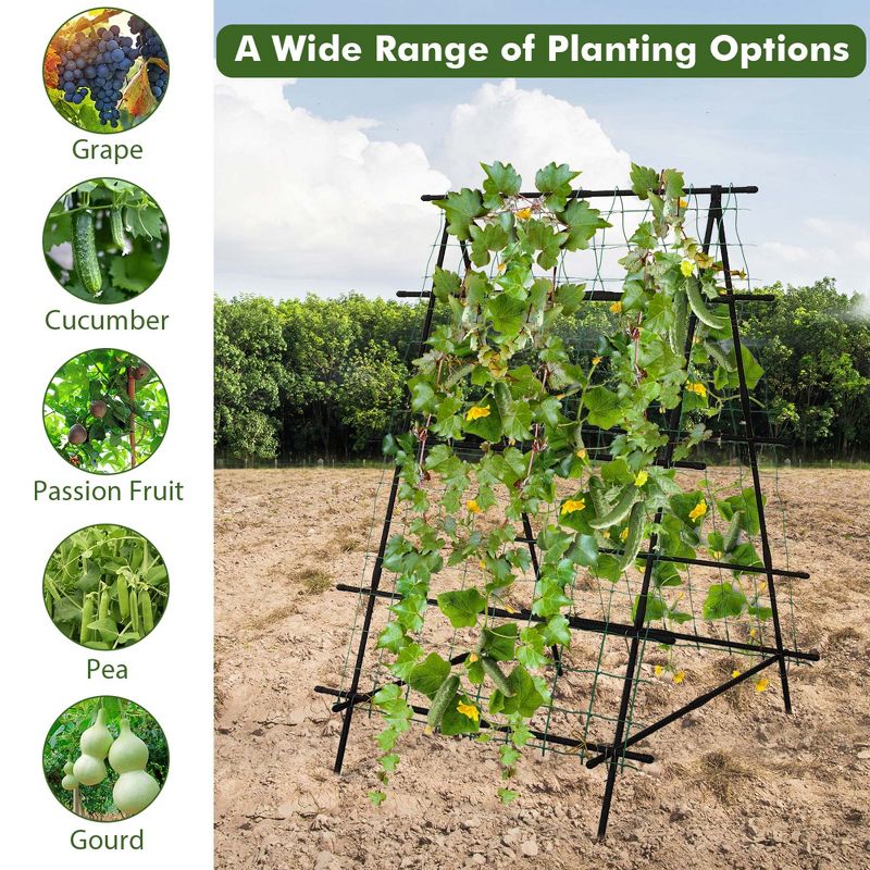 Costway Cucumber Trellis Foldable Garden Tunnel Trellis with Adjustable Auxiliary Clips, 5 of 11