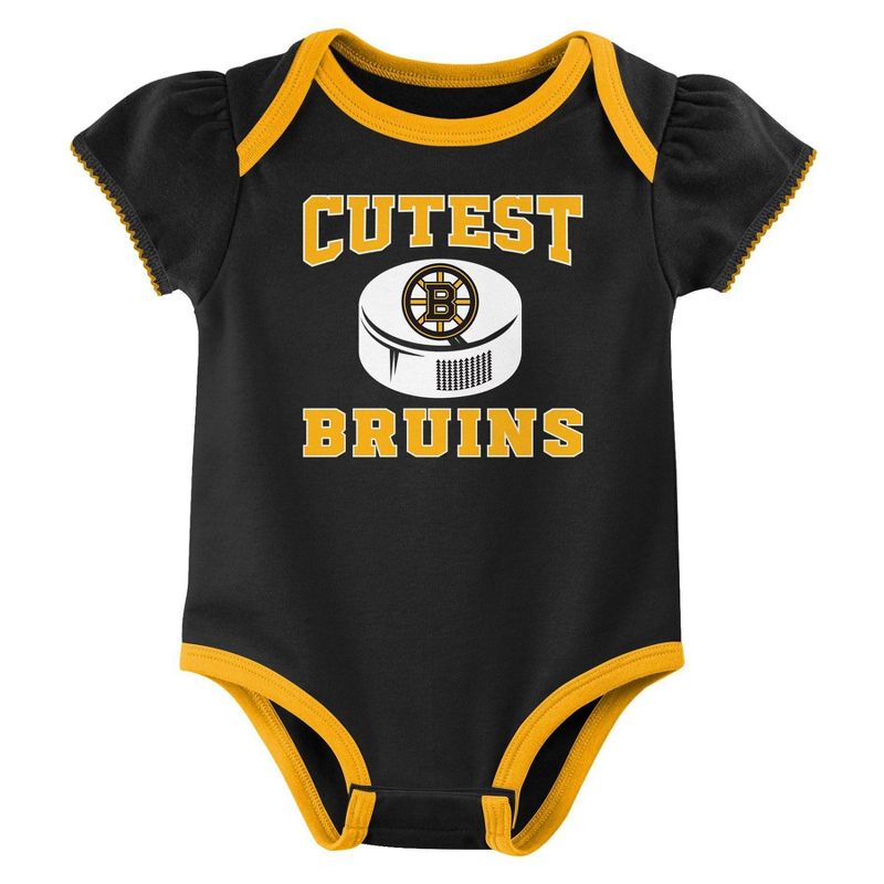 NHL Boston Bruins Infant Girls&#39; 3pk Bodysuit, 4 of 5