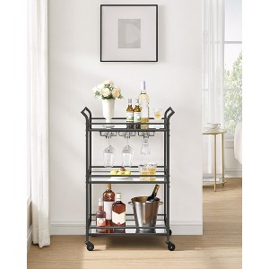 Bar Cart, Home Bar Serving Cart, Small Bar Cart with 3-Tier Shelf, Wine Holders, Glass Holders, Bar Cart, 15 x 23.6 x 36.2 Inches - 1 of 4