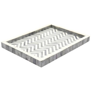 SEVOBAL Serving Platters Striped Wooden Large Rustic, Mango Wood Platters for Cakes, Appetizers, Desserts and Other Food, Gray, 16"*12"*1.5" - 1 of 4