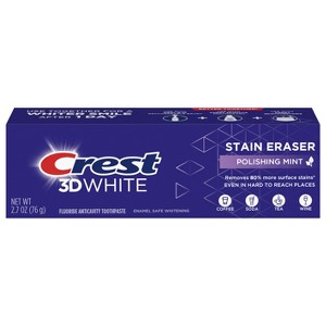Crest 3D White Stain Eraser Teeth Whitening Toothpaste, Polishing Mint, 2.7 oz - 1 of 3