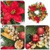 24 Inch Pre-Lit Christmas Wreath with Lights, Xmas Wreath with Red & Gold Berries Ball Ornaments for Front Door - 4 of 4