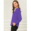 INSPIRE CHIC Women's Office Keyhole Elegant Stand Collar Long Sleeve Back Neck Button Blouse - 4 of 4