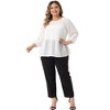 Agnes Orinda Women's Plus Size Winter Fashion 3/4 Puff Sleeve Babydoll Blouses - 3 of 4
