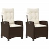 vidaXL Reclining Patio Chairs 2 pcs with Cushions Brown Poly Rattan - 2 of 4