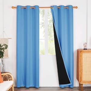 Deconovo Satin 100% Light sheiled Curtains 2Panels For LivingRoom or Bedroom - 1 of 4