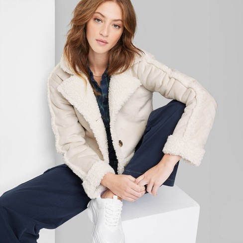 Women's Faux Shearling Jacket - Wild Fable™ Off-white S : Target