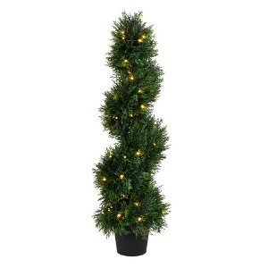 Vickerman Artificial Cedar Spiral Topiary In Pot UV - 1 of 4