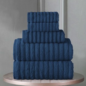 BAGOKIE 100% Turkish Cotton Corduroy Ribbed Bath Towels 6-Piece Set - 1 of 4