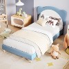 Twin Upholstered Bed Frame with Panda-Shaped Headboard, Berber Fleece Platform Bed for Girls & Boys,Pink/White - 2 of 4