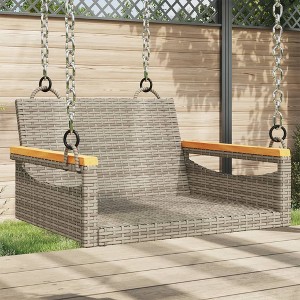 vidaXL Swing Bench Gray 24.8"x24.4"x15.7" Poly Rattan - 1 of 4