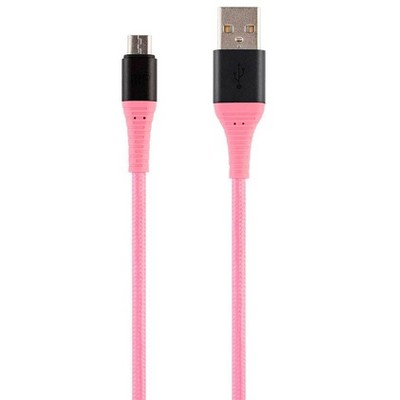 Monoprice USB 2.0 Micro B to Type A Charge and Sync Cable - 6 Feet - Pink | Durable, Kevlar-Reinforced Nylon-Braid - AtlasFlex Series
