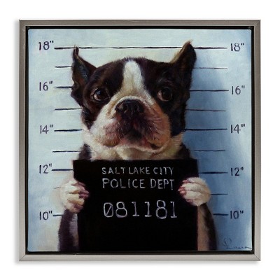 Stupell Industries Boston Terrier Jail Convicted Mugshot, 18" x 18"