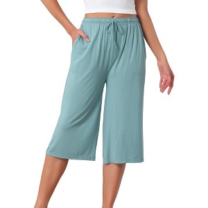 INSPIRE CHIC Women's High Waisted Pajama Shorts Viscose Comfy Soft Knee Length Long Shorts with Pockets - 1 of 4
