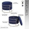 Kumasinova 17" Velvet Round Storage Ottoman with Golden Frame,Foot Stool with Hidden Compartment,Vanity Stool for Living Room&Bedroom - 3 of 4
