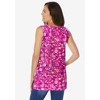 Woman Within Plus Size Perfect Printed Sleeveless Shirred V-Neck Tunic - 3 of 4