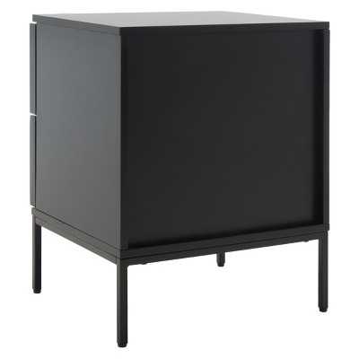 Zadie Black 2-Drawer Rattan Nightstand with Iron Legs