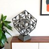 HomeRoots 20" Gray Metal Geo Cube Tabletop Sculpture - 2 of 4
