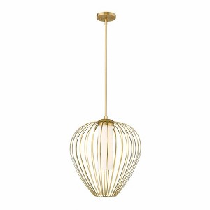 Savanti 1-Light Pendant - Modern Matte Black Steel with Opal Glass Diffuser, 18" x 19.5" - 1 of 4