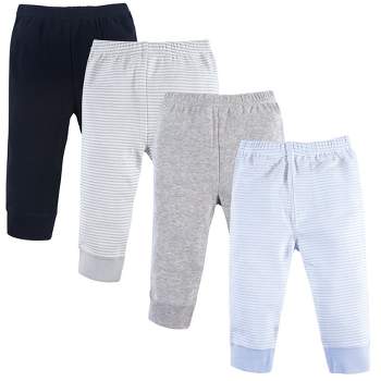 Luvable Friends Baby and Toddler Boy Cotton Pants 4pk, Powder Blue Stripe