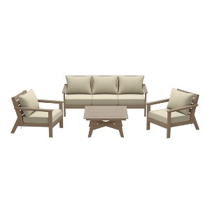 WestinTrends Avalon Outdoor 6-Piece Modular Sectional Patio Furniture Sofa Set, Weathered Wood/Beige - 1 of 4