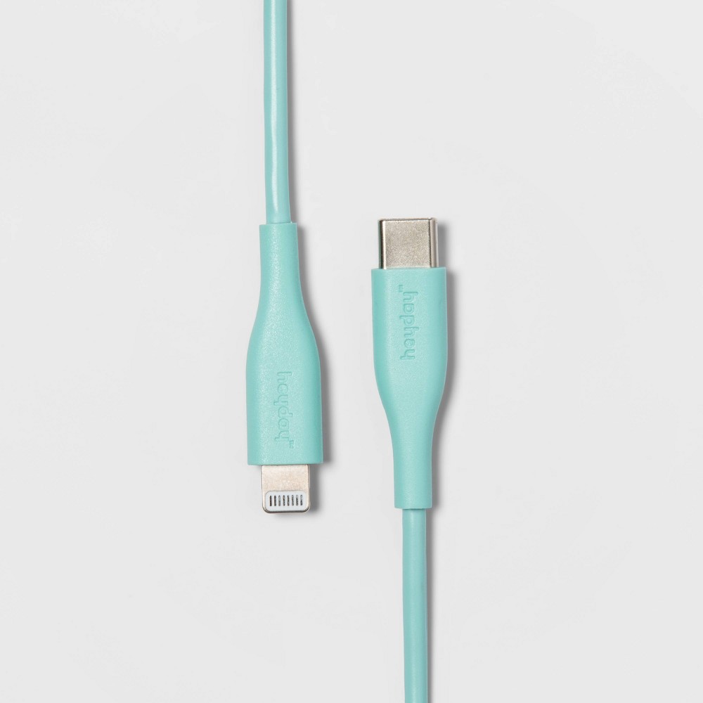 3' lightning to usb-c round cable - heyday™ spring teal