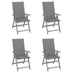vidaXL Garden Chair Set of 4 Grey Solid acacia wood, polyester Medium - 1 of 2