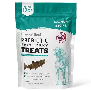 Chew + Heal Wild-Caught Alaskan Salmon Probiotic Soft Jerky Treats for Dogs, Natural Source of EPA & DHA, Promotes Intestinal Well-Being - 12oz - 1 of 4