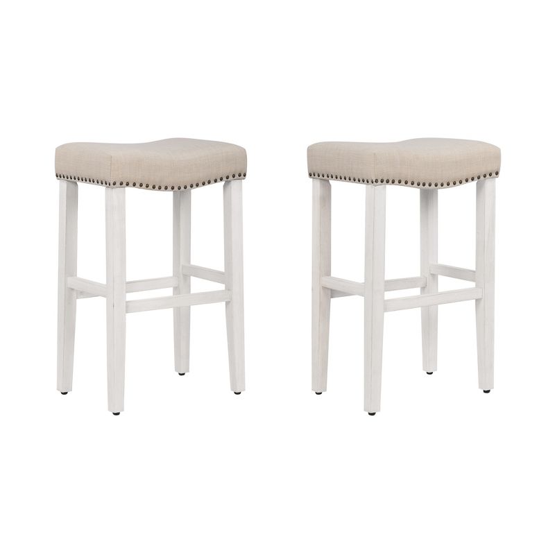 WestinTrends 29" Upholstered Saddle Seat Bar Stool (Set of 2), 3 of 4
