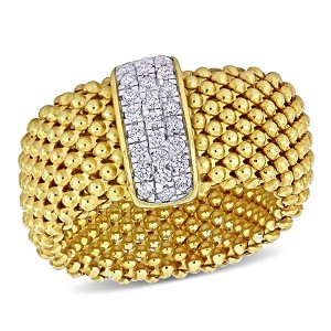 EVERLY JEWELRY |Two-Tone Silver 3/4 CT TGW Cubic Zirconia Popcorn Design Flexible Ring - 1 of 4