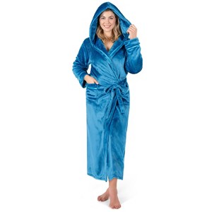PAVILIA Fleece Robe For Women, Plush Warm Bathrobe, Fluffy Soft Spa Long Lightweight Fuzzy Cozy, Satin Trim - 1 of 4
