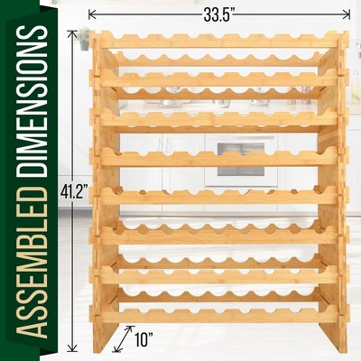 Bamboo 8-Tier Stackable 72-Bottle Wine Rack