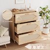 3 Drawer Rattan Nightstand for Bedroom, Rattan Dresser Modern Wood Chest of Drawers with Spacious Storage for Bedroom Hallway LivingRoom, Natural - 4 of 4