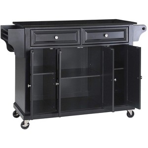 HomeStock  Full Size Granite Top Rolling Kitchen Island Storage Cart, Microwave Stand, Spice Rack, Black - 1 of 4