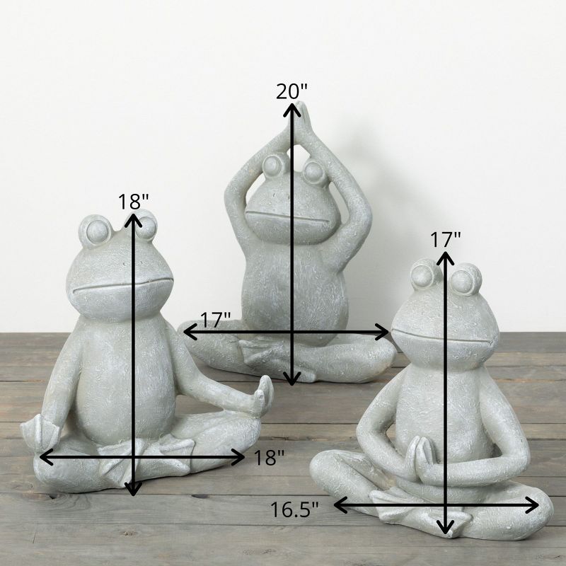 17"H Sullivans Yoga Frog Garden Statue Set of 3, Gray, 4 of 5